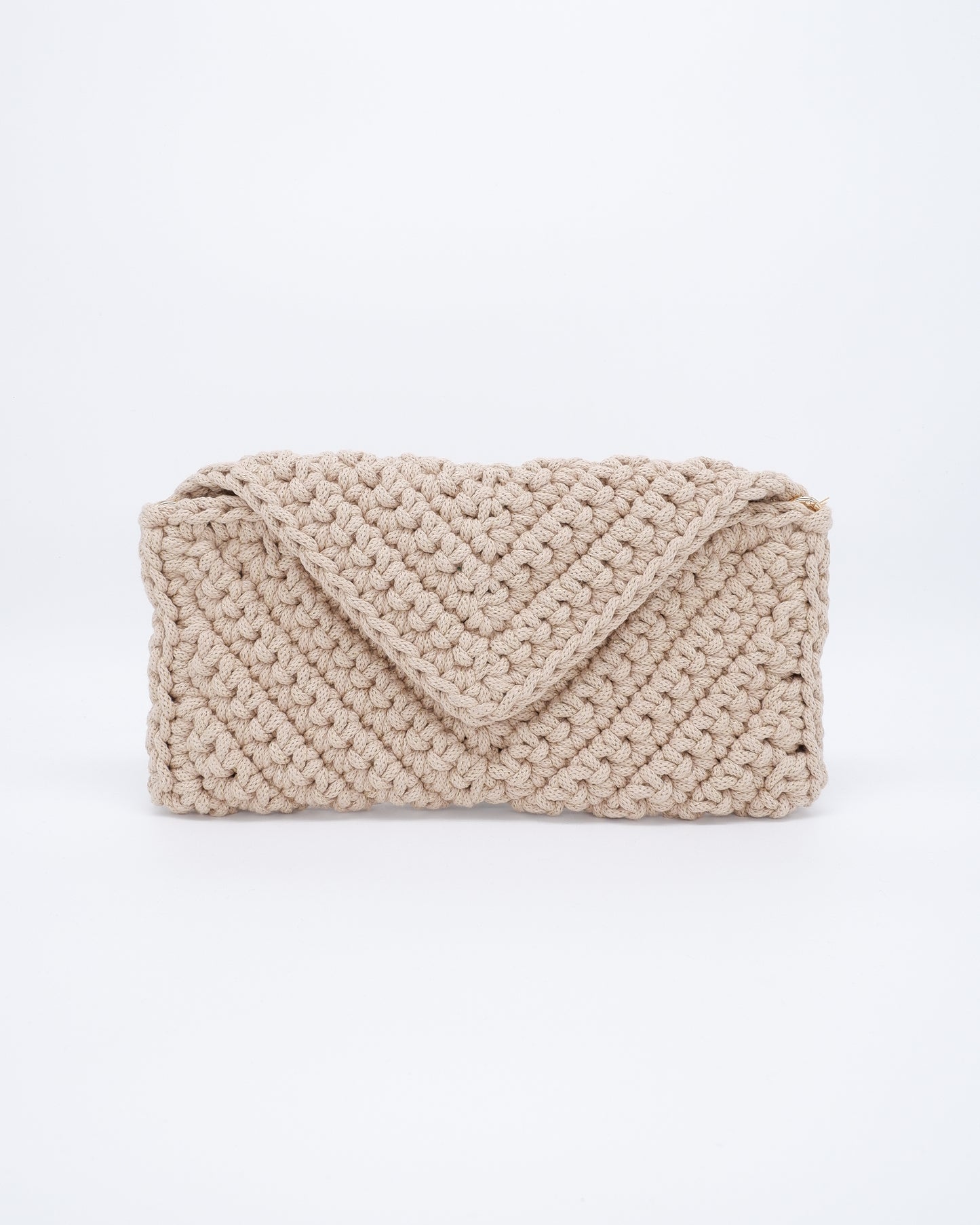 V Clutch - beige (with golden sparkles)