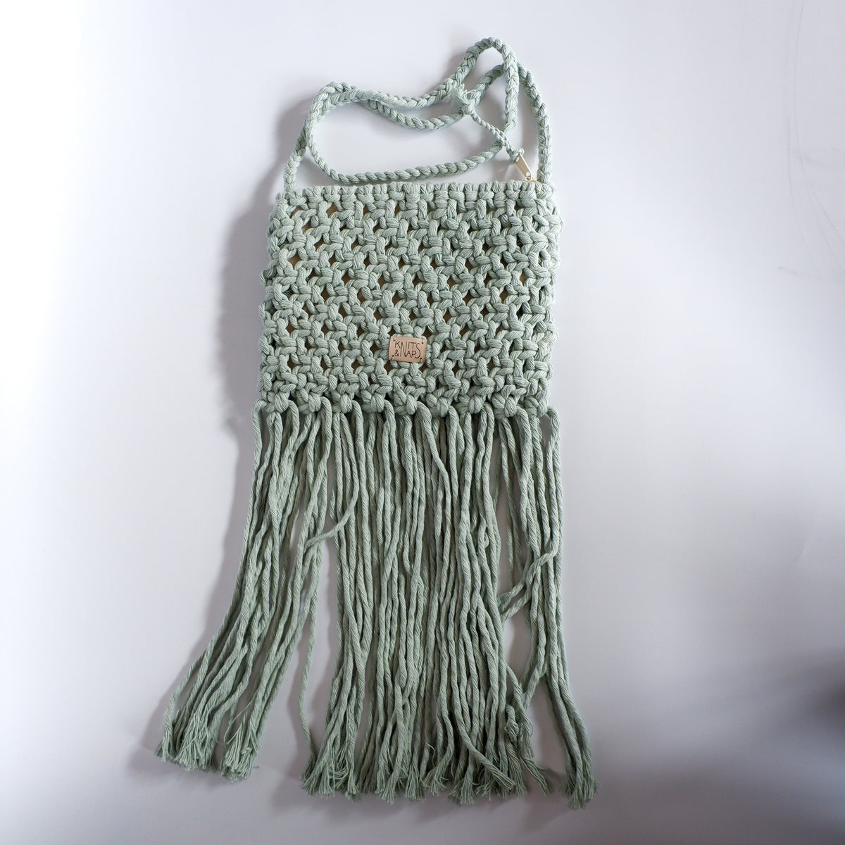 Macrame beach bag - pastel green