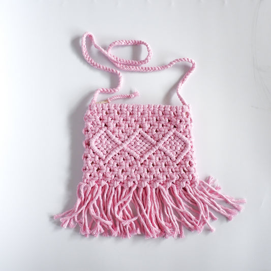 Macrame beach bag - light pink