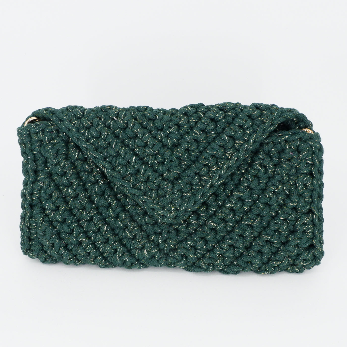 V Clutch - bottle green (with golden sparkles)