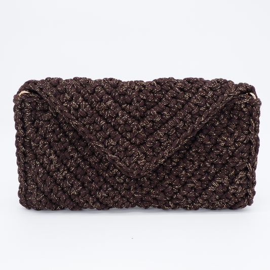 V Clutch - brown (with golden sparkles)