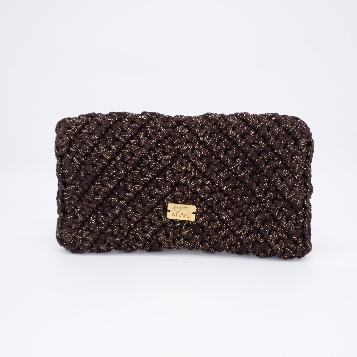 V Clutch - brown (with golden sparkles)