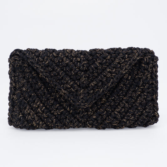 V Clutch - black (with golden sparkles)